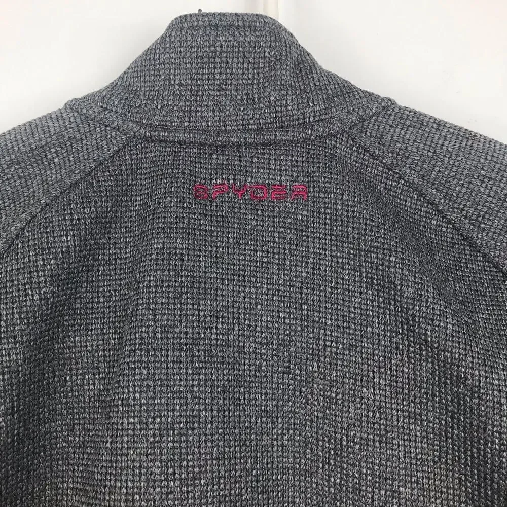 Spyder Gray and Black Zip Up Thermal Jacket with Pink Trim